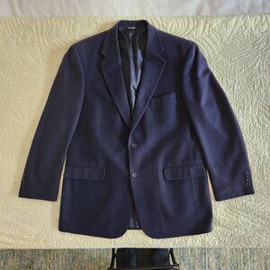 Grant Thomas for Lord & Taylor Navy Blue Camel Hair Sport Coat Blazer, 44 Long